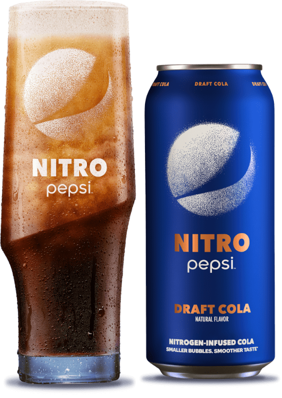 Pepsi Nitro Can and Glass
