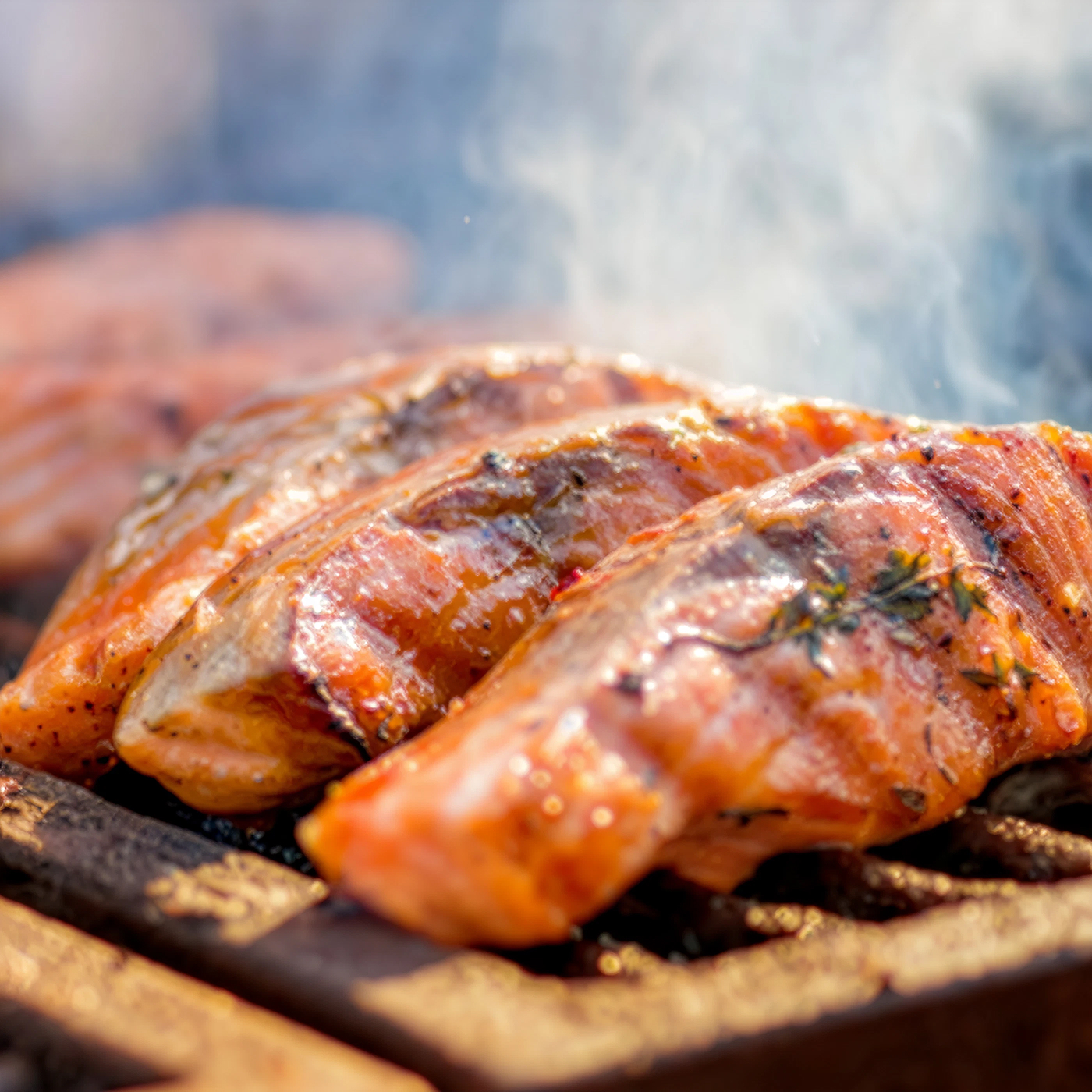 Grilled salmon with cherry tomato-charred corn & basil relish